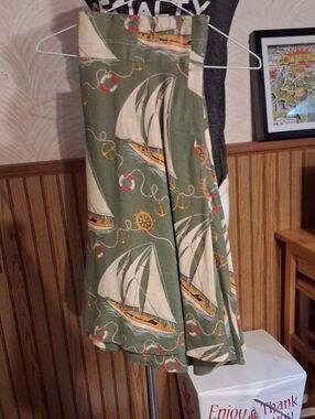 Green Nautical Sailboat Midi Skirt
